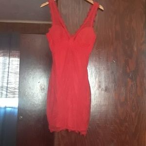BEBE red lace body con dress